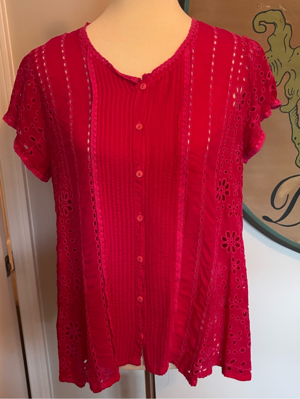 Johnny Was fuchsia short sleeved top